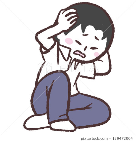 一名男學生拿著東西的插圖 129472004