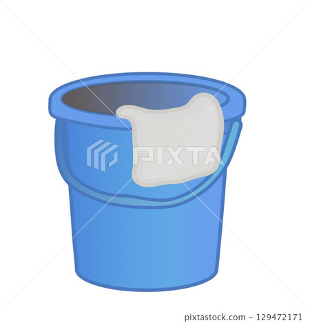 藍色塑膠桶的插圖 129472171