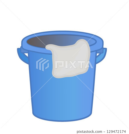 Illustration of a blue plastic bucket 129472174