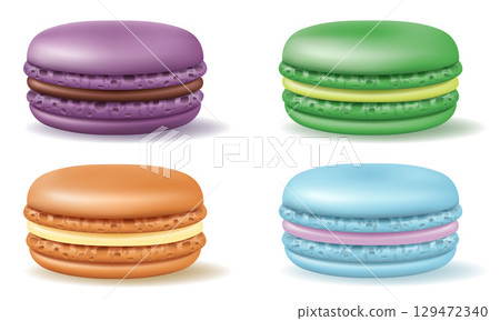 macaron french dessert cookies cake cartoon vector illustration 129472340