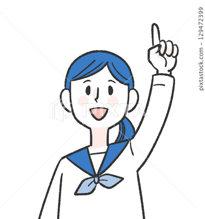 Pointing female student 129472399