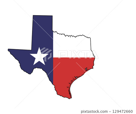 Texas. Outline of the map state with flag Texas. Outline of the map state with flag 129472660