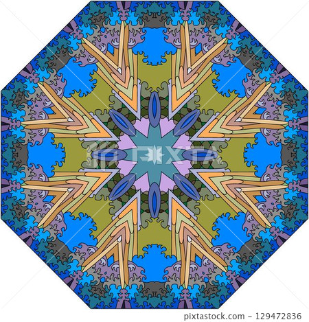 Colorful cute Mandala. Decorative unusual round ornaments. 129472836