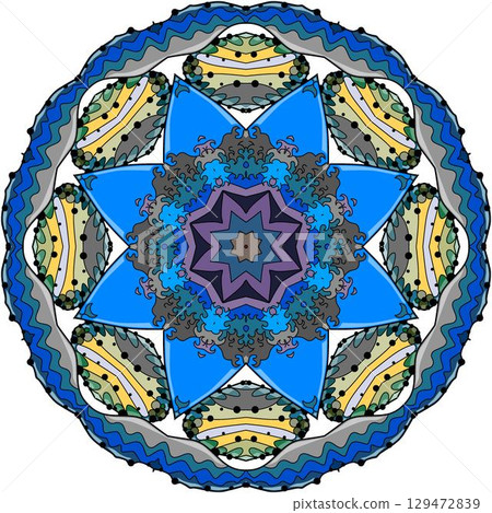 Colorful cute Mandala. Decorative unusual round ornaments. Colorful cute Mandala. Decorative unusual round ornaments. 129472839