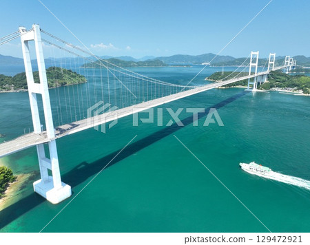 Aerial shots of the Shimanami Kaido taken with a drone 129472921