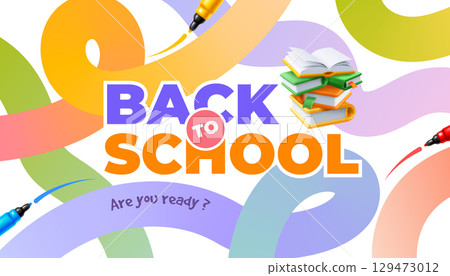 Back to School Banner Template With Textbooks Stack Back to School Banner Template With Textbooks Stack 129473012
