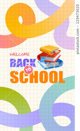 Back to School Sale Vertical Banner Template 129473020