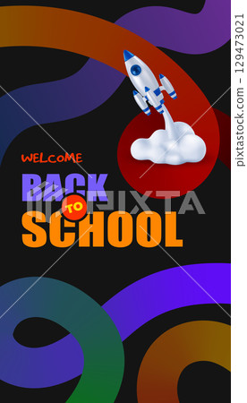 Back to School Sale Vertical Banner Template 129473021