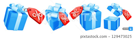 Set Of Gift Boxes With Price Tags 129473025