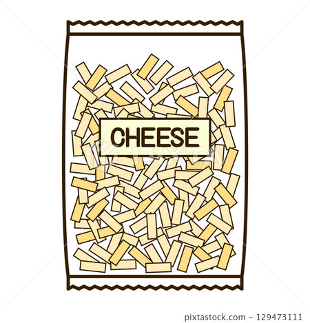 Illustration of melting cheese in a bag Illustration of melting cheese in a bag 129473111