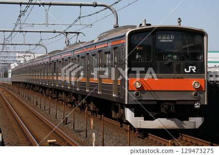 武藏野線205系列M11列車駛入越谷湖鎮 武藏野線205系列M11列車駛入越谷湖鎮 129473275