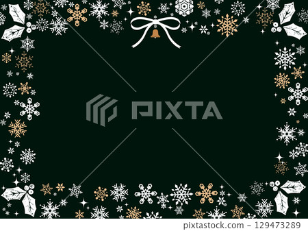 Christmas vector illustration. Christmas frame material made of snowflakes. Banner, postcard, frame Christmas vector illustration. Christmas frame material made of snowflakes. Banner, postcard, frame 129473289
