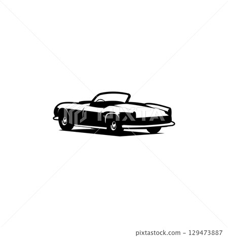 Isolated vintage car silhouette vector. Vector logo icons, badges, emblems, stickers, designs and monochrome. 129473887