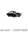 Classic American car silhouette for premium cars. Isolated with monochrome front view. Best for the automotive industry and the design of badges, emblems, icons, and stickers. 129473889