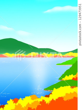 Mountain's autumn leaves and lakes 129473951