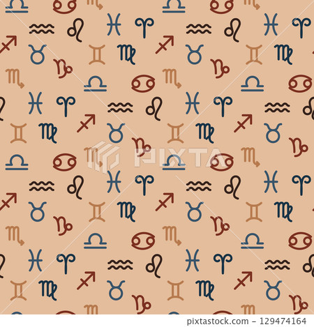 zodiac signs seamless pattern zodiac signs seamless pattern 129474164