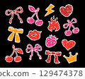 Bow and cherry drawn crayon textured whimsy stickers Bow and cherry drawn crayon textured whimsy stickers 129474378