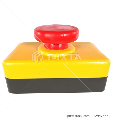 Yellow and red button isolated on white Yellow and red button isolated on white 129474562