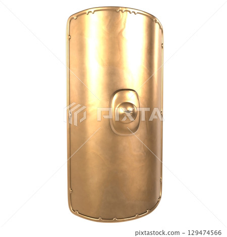 Gold shield isolated on white 129474566