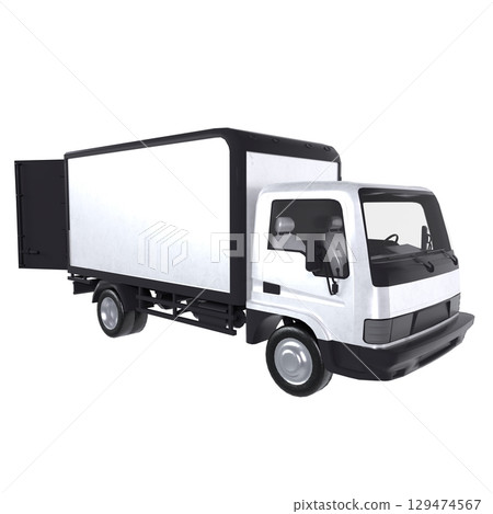 Delivery truck isolated on white 3d rendering 129474567