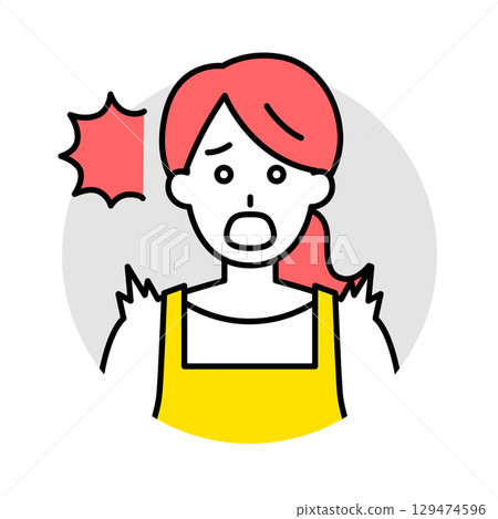 一名穿著圍裙的女人的圖標(驚訝) 一名穿著圍裙的女人的圖標(驚訝) 129474596