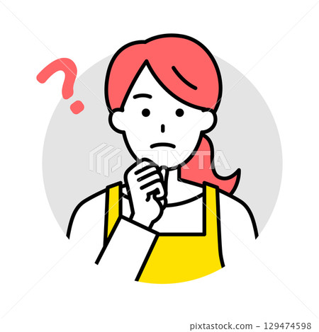 Icon of a woman in an apron (thinking) Icon of a woman in an apron (thinking) 129474598