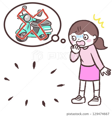 Illustration of a woman who lost her bike 129474667