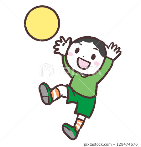 一個男孩在玩球的插圖 129474670
