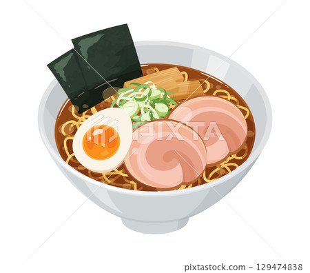 醬油拉麵插畫素材_白色 129474838