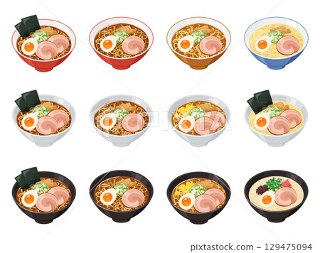 Ramen illustration material set 129475094