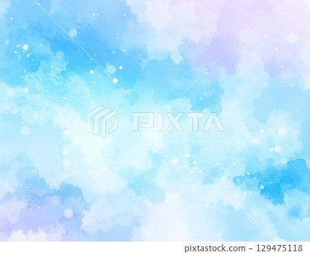 美麗的藍色水彩紋理背景抽象淺藍色水彩 129475118