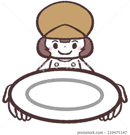 麵包師提供盤子的插圖 129475147