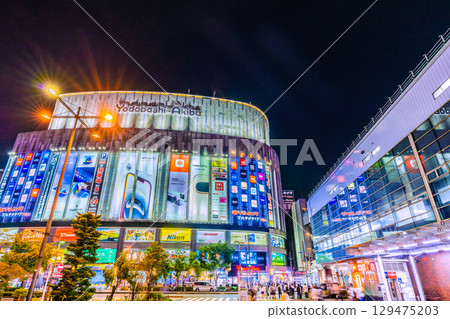 Tokyo cityscape in Japan in August Akihabara bustling with young people and tourists even at night = 8:08 PM on the 3rd Tokyo cityscape in Japan in August Akihabara bustling with young people and tourists even at night = 8:08 PM on the 3rd 129475203