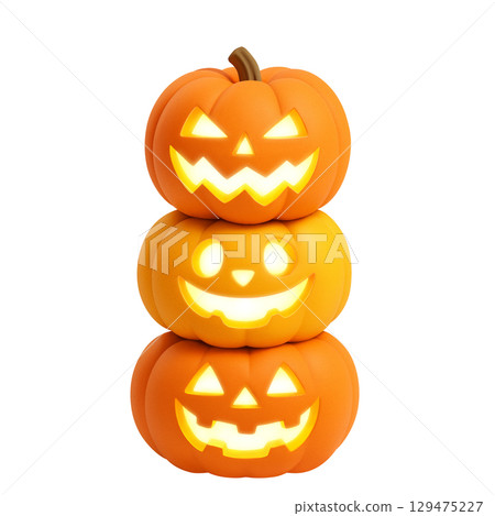 萬聖節南瓜插圖逼真 萬聖節南瓜插圖逼真 129475227
