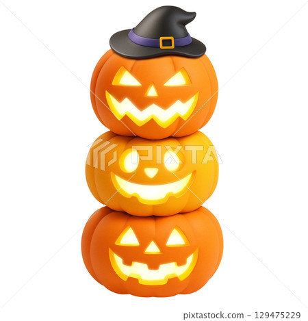 Halloween pumpkin illustration realistic 129475229