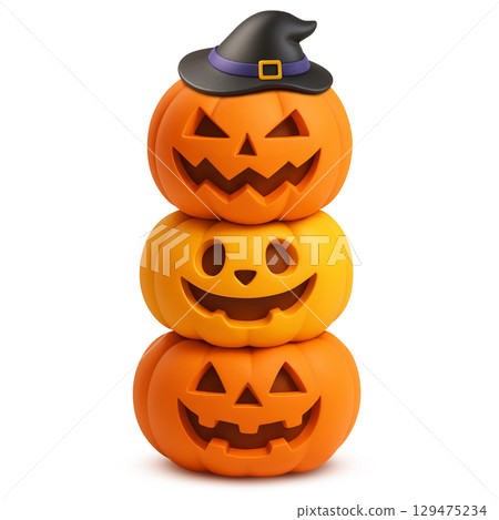 Halloween pumpkin illustration realistic 129475234