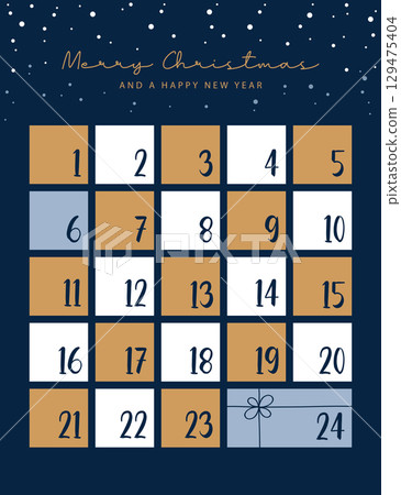 advent calendar with 24 christmas gifts vector illustration advent calendar with 24 christmas gifts vector illustration 129475404