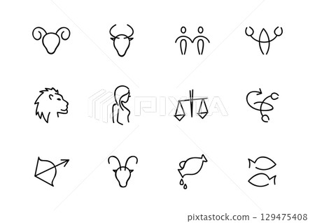 zodiac sign horoscope set isolated vector illustration 129475408