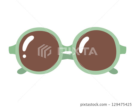 Illustration of emerald green round summer sunglasses Illustration of emerald green round summer sunglasses 129475425