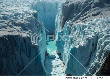 Breathtaking Aerial Canyon with Glacial Meltwater 129475495