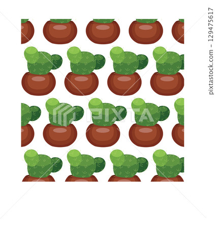 Cactus in a clay pot. Exotic plant. Seamless pattern. Vector illustration. Cactus in a clay pot. Exotic plant. Seamless pattern. Vector illustration. 129475617