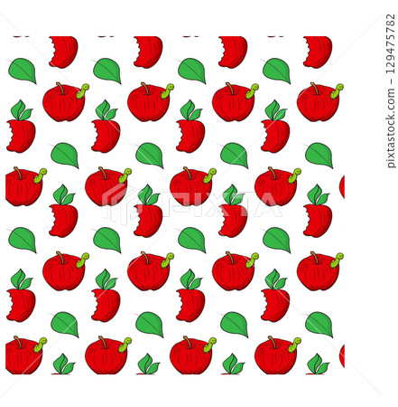 Simple red apple in cartoon style. Seamless pattern. Vector illustration. 129475782