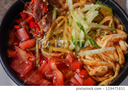 Colorful Noodle Bowl Delight Colorful Noodle Bowl Delight 129475831