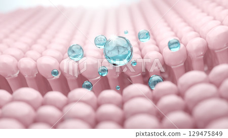 CG of a highly penetrating serum that uses liposome technology to deliver hyaluronic acid deep into the skin 129475849