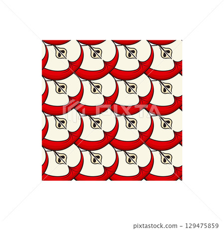 Simple red apple in cartoon style. Seamless pattern. Vector illustration. Simple red apple in cartoon style. Seamless pattern. Vector illustration. 129475859