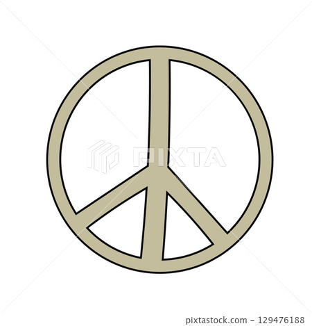 Hippie Peace Sign Groovy flat vector illustration. Retro 70s 60s. Pacifist symbol. 129476188