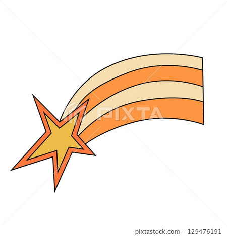 Star in trendy retro cartoon style. ?omet flat vector illustration 129476191