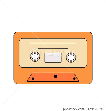 Vintage music y2k audio cassette. Good vibes concept. Retro 70s 80s 90s vector illustration. Vintage music y2k audio cassette. Good vibes concept. Retro 70s 80s 90s vector illustration. 129476198