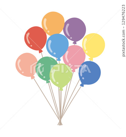 A party illustration set featuring lots of colorful and cute balloons 129476223
