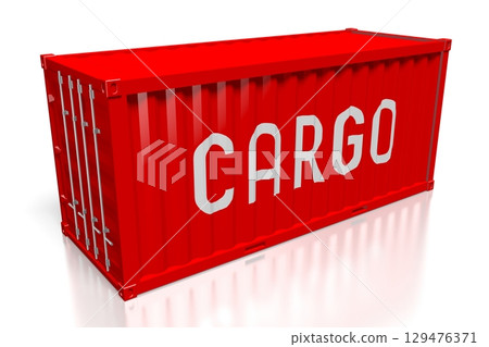 Red cargo container isolated on white background - 3D illustration Red cargo container isolated on white background - 3D illustration 129476371